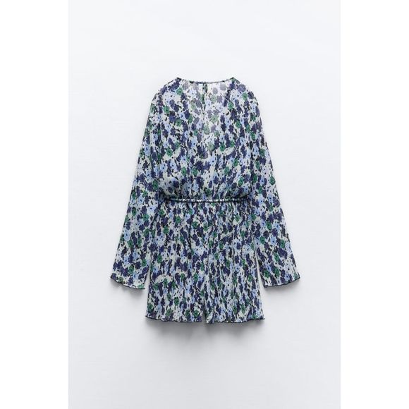 ZARA PRINTED PLEATED ROMPER JUMPSUIT SIZES S AND L - Picture 11 of 12